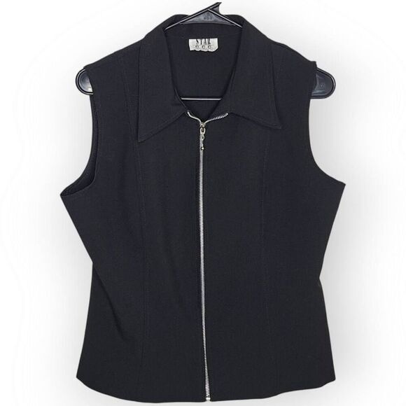 Star CCC Vintage 90s Zip Vest Black size Large - Picture 1 of 6